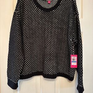 Vince Camuto Black and White Crew Neck Sweater